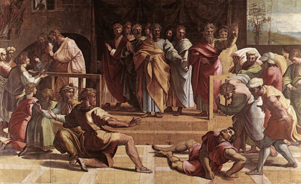 The Death of Ananias  by Raphael  亚拿尼亚和撒非喇